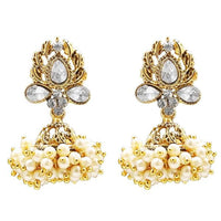Kriaa Gold Plated Stone Pearl Jhumki Earrings - 1307816A