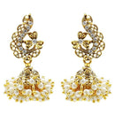 Kriaa Stone Gold Plated Pearl Jhumki Earrings - 1307817A