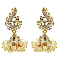 Kriaa Stone Gold Plated Pearl Jhumki Earrings - 1307817A