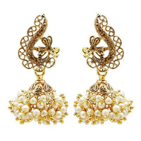 Kriaa Gold Plated Stone Pearl Jhumki Earrings - 1307817B