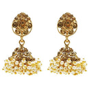 Kriaa Stone Gold Plated Pearl Jhumki Earrings - 1307818C