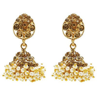 Kriaa Stone Gold Plated Pearl Jhumki Earrings - 1307818C