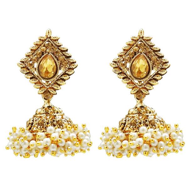 Kriaa Gold Plated Stone Pearl Jhumki Earring - 1307823b
