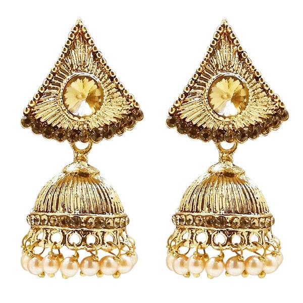 Kriaa Stone Gold Plated Pearl Jhumki Earring - 1311306B