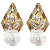 Kriaa Gold Plated Resin Stone Floral Dangler Earring - 1311403C