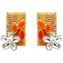 Kriaa Resin Stone Gold Plated Floral Dangler Earring - 1311405A