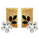 Kriaa Gold Plated Resin Stone Floral Dangler Earrings - 1311405E