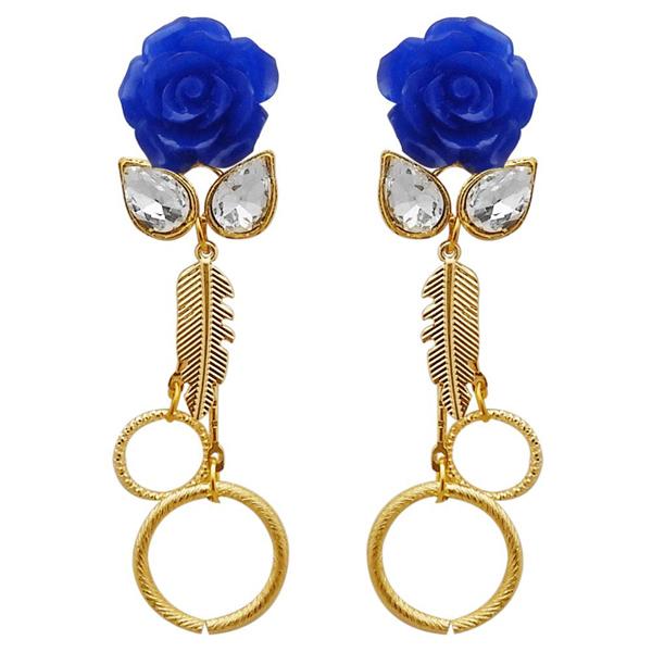 Kriaa Resin Stone Gold Plated Floral Dangler Earrings - 1311409A