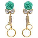 Kriaa Resin Stone Gold Plated Floral Dangler Earrings - 1311409D