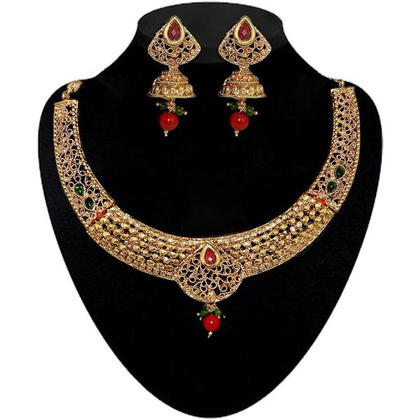 Kriaa Gold Plated Pota Stone Necklace Set - 1109802