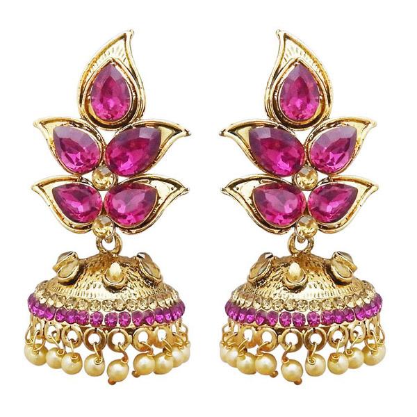 Kriaa Gold Plated Purple Austrian Stone Jhumki Earrings - 1311320G