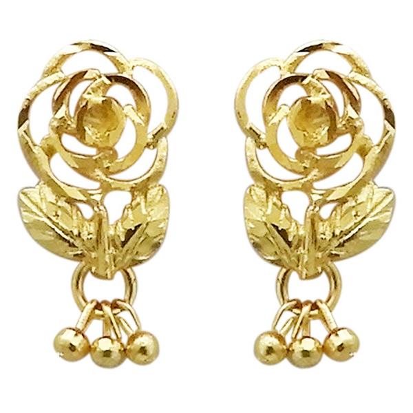 Kriaa Gold Plated Zinc Alloy Rose Design Dangler Earring - 1311724