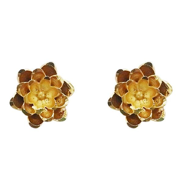 Kriaa Zinc Alloy Gold Plated Floral Stud Earring - 1311729