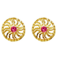 Kriaa Gold Plated Pink Austrian Stone Stud Earring - 1311747