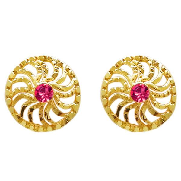 Kriaa Gold Plated Pink Austrian Stone Stud Earring - 1311747