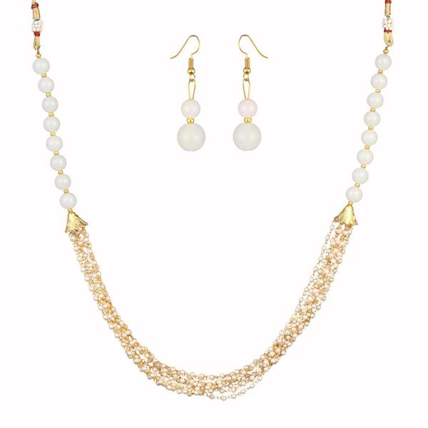 Kriaa White Beads Gold Plated Necklace Set - 2800320A