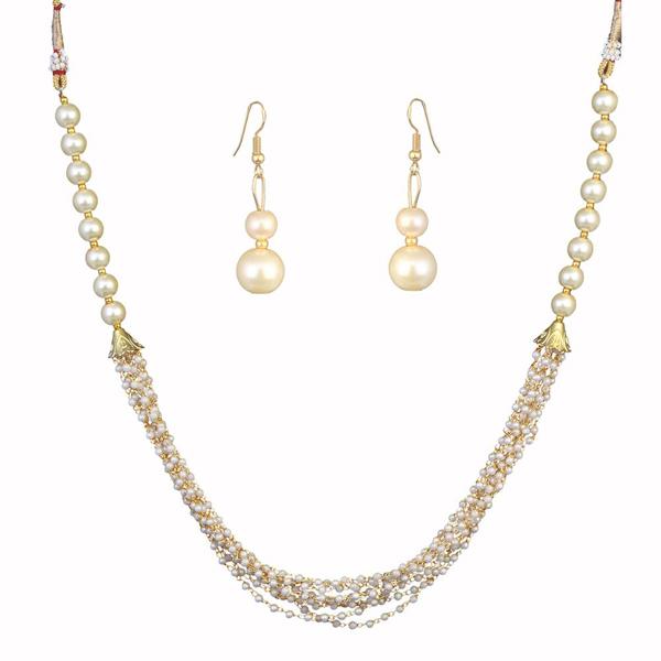 Kriaa Gold Plated White Beads Necklace Set - 2800320E