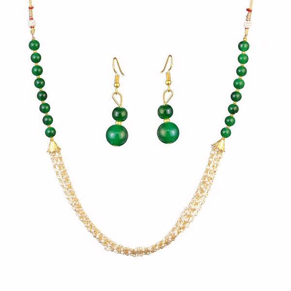 Kriaa Gold Plated Green Beads Necklace Set - 2800320I