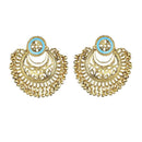 Kriaa Blue Meenakari Gold Plated Afghani Earrings - 1311905D