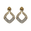 Kriaa Antique Gold Plated White Austrian Stone Dangler Earrings - 1312009
