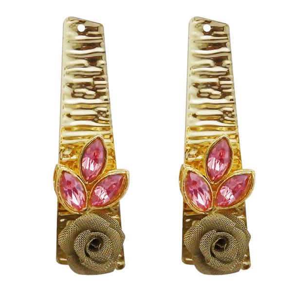 Kriaa Pink Resin Stone Gold Plated Dangler Earrings - 1311407G
