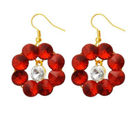 Kriaa Gold Plated Maroon Resin Stone Dangler Earrings - 1311412I