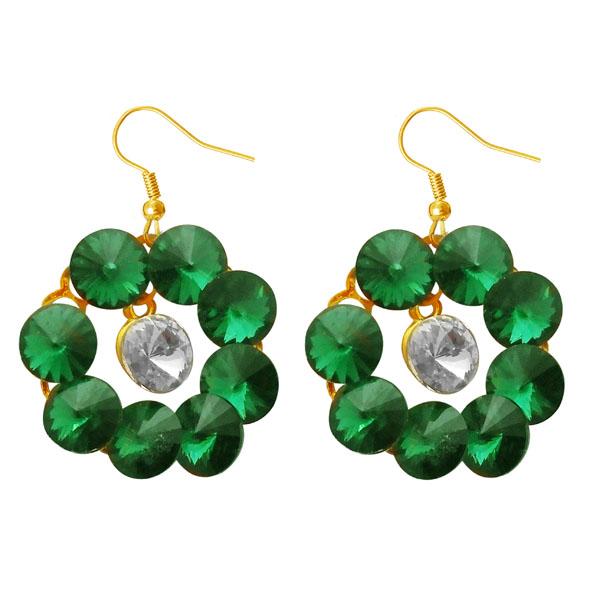 Kriaa Green Resin Stone Gold Plated Dangler Earrings - 1311412J