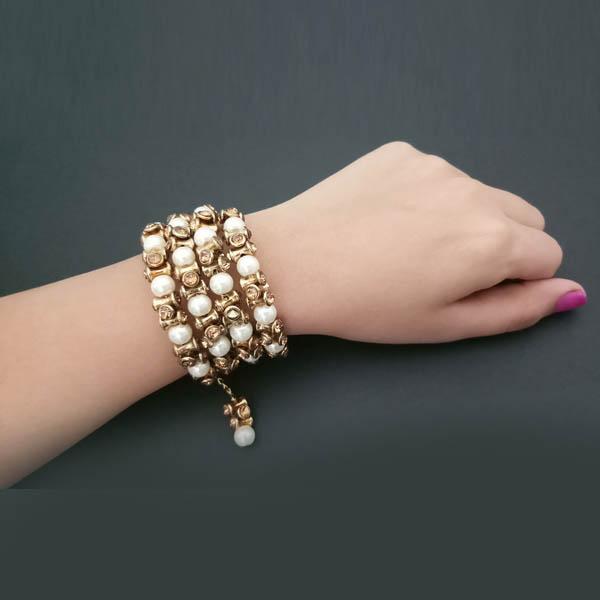 Kriaa Gold Plated Pearl Austrian Stone Bracelet - 1401416
