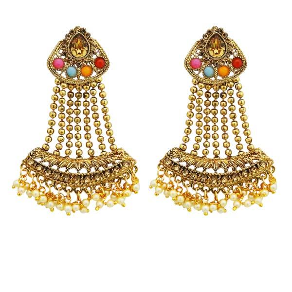 Kriaa Multi Stone Gold Plated Dangler Earrings - 1310538C