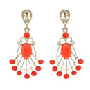 Kriaa Austrian Stone Beads Gold Plated Dangler Earrings - 1301130
