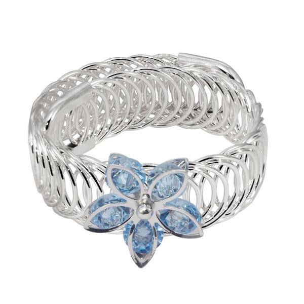 Urthn Blue Austrian Stone Silver Plated floral Adjustable kada - 1402106D