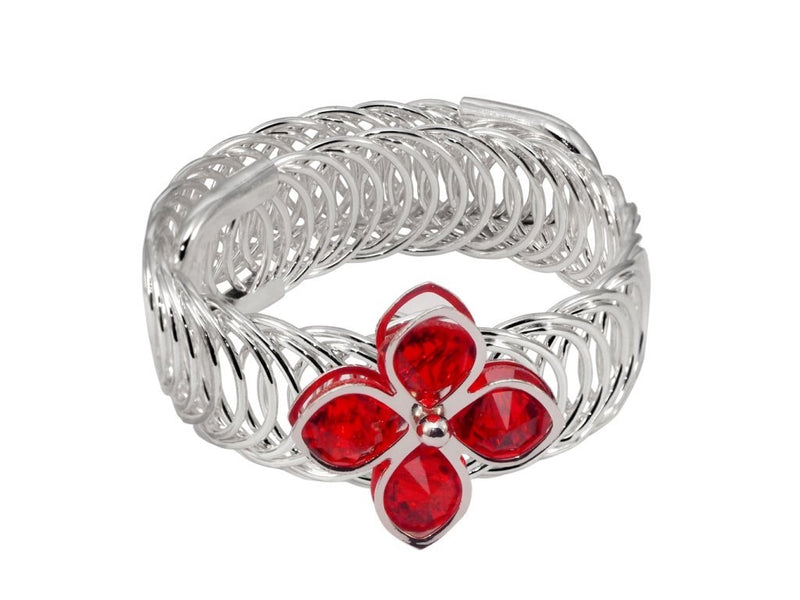 Urthn Red Austrian Stone Silver Plated Adjustable kada - 1402108E