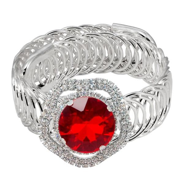 Urthn Red Austrian Stone Silver Plated Adjustable kada - 1402113B