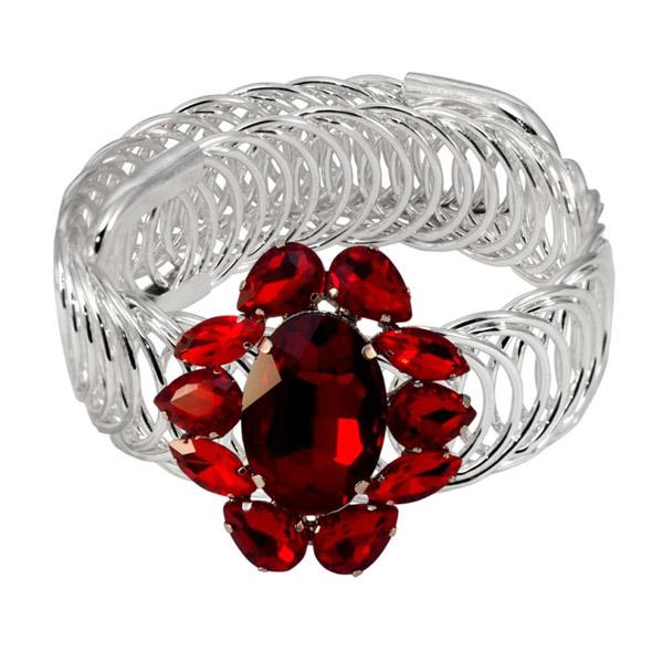 Urthn  Red Austrian Stone Pear Shape Adjustable kada - 1402117B