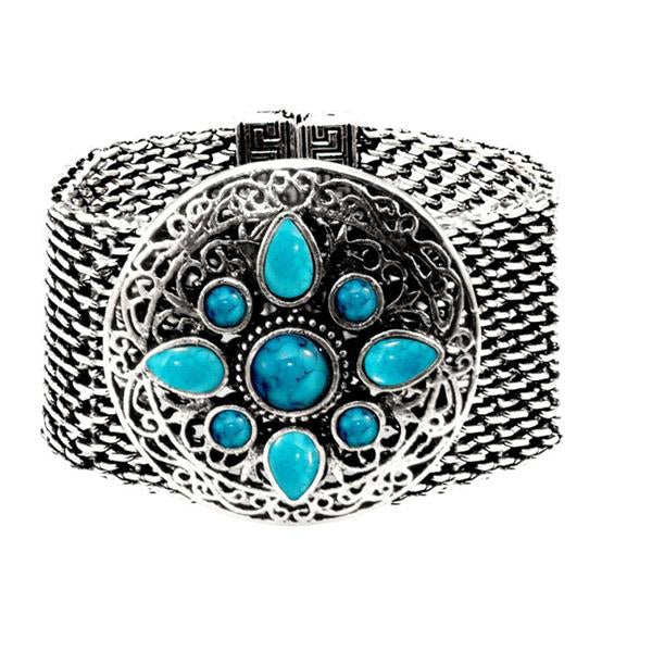 Urthn Blue Turquoise Texture Stone Magnetic Bracelet - 1402408c