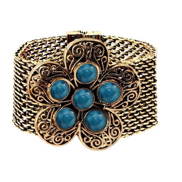 Urthn Antique Gold Turquoise Texture Stone Magnetic Bracelet - 1402416C