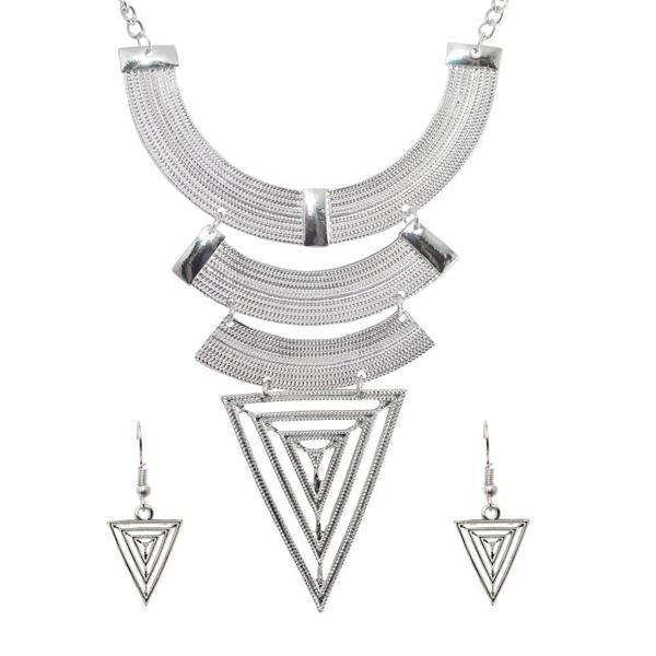 Urthn Silver Plated Geometric Costume Necklace Set - 1107404B