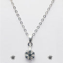 Urthn Rhodium Plated White Cubic Zirconia Stone Pendant Set - 1203706B