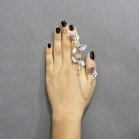 Urthn Silver Plated Chain Leaf Ring With Bracelet - 1502304B