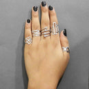 Urthn Silver Plated Austrian Stone Five Finger Ring Set - 1502904