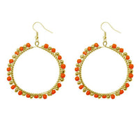 Urthn Red Beads Gold Plated Round Shaped Dangler Earring