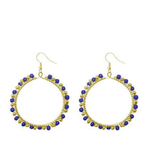 Urthn Blue Beads Gold Plated Round Shaped Dangler Earring - 1309021M