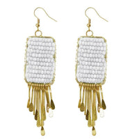 Urthn White Beads Gold Plated Drop Dangler Earring - 1309024K