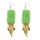 Urthn Green Beads Gold Plated Drop Dangler Earring - 1309024L
