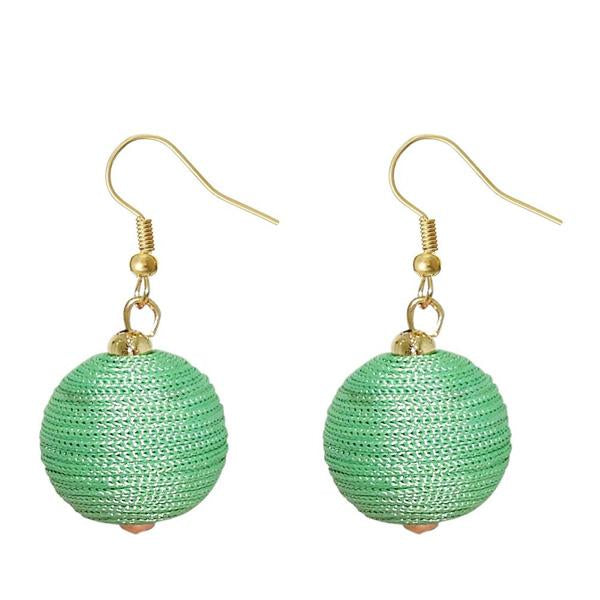 Urthn Green Thread Ball Shaped Thread Earring - 1309025D