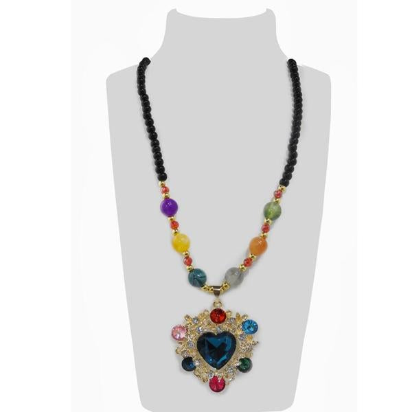 Urthn Multicolor Beads & Stone Heart Shape Necklace - 1108905