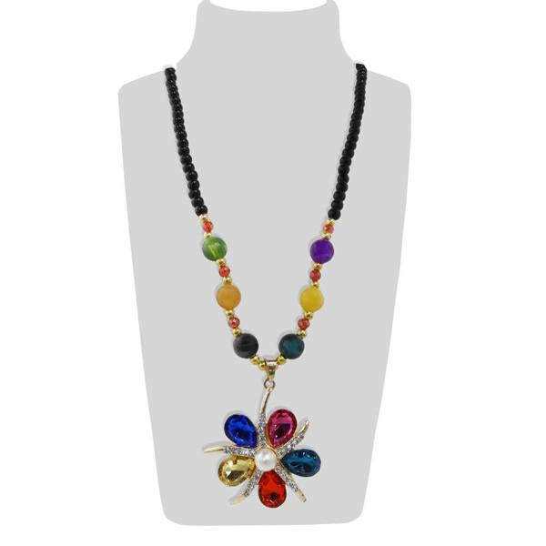 Urthn Multicolor Beads & Stone Floral Shape Necklace - 1108906