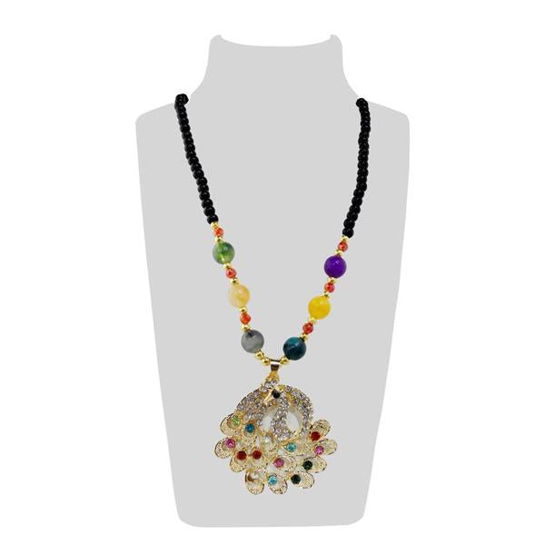 Urthn Multicolor Beads & Stone Peacock Shape Necklace - 1108909