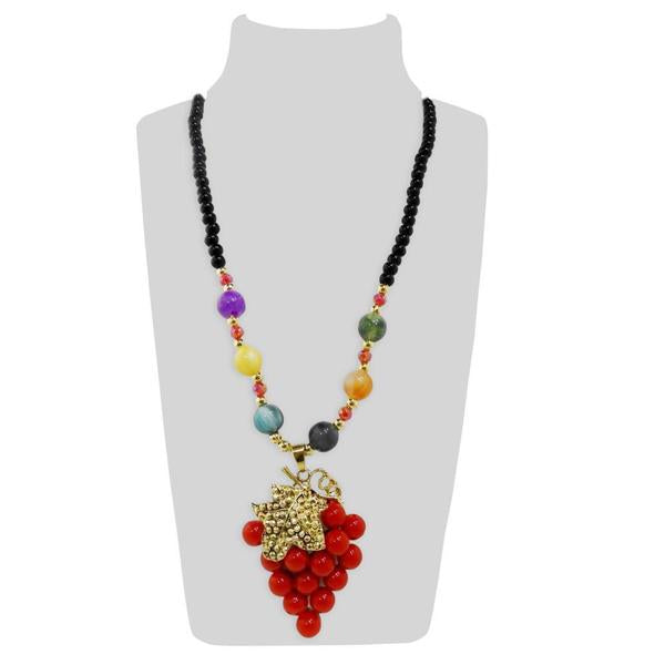 Urthn Multicolor Beads & Austrian Stone Grape Shape Necklace - 1108914