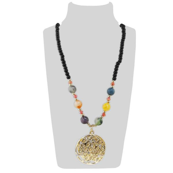 Urthn Multicolor Beads Stone Gold Plated Necklace - 1108929